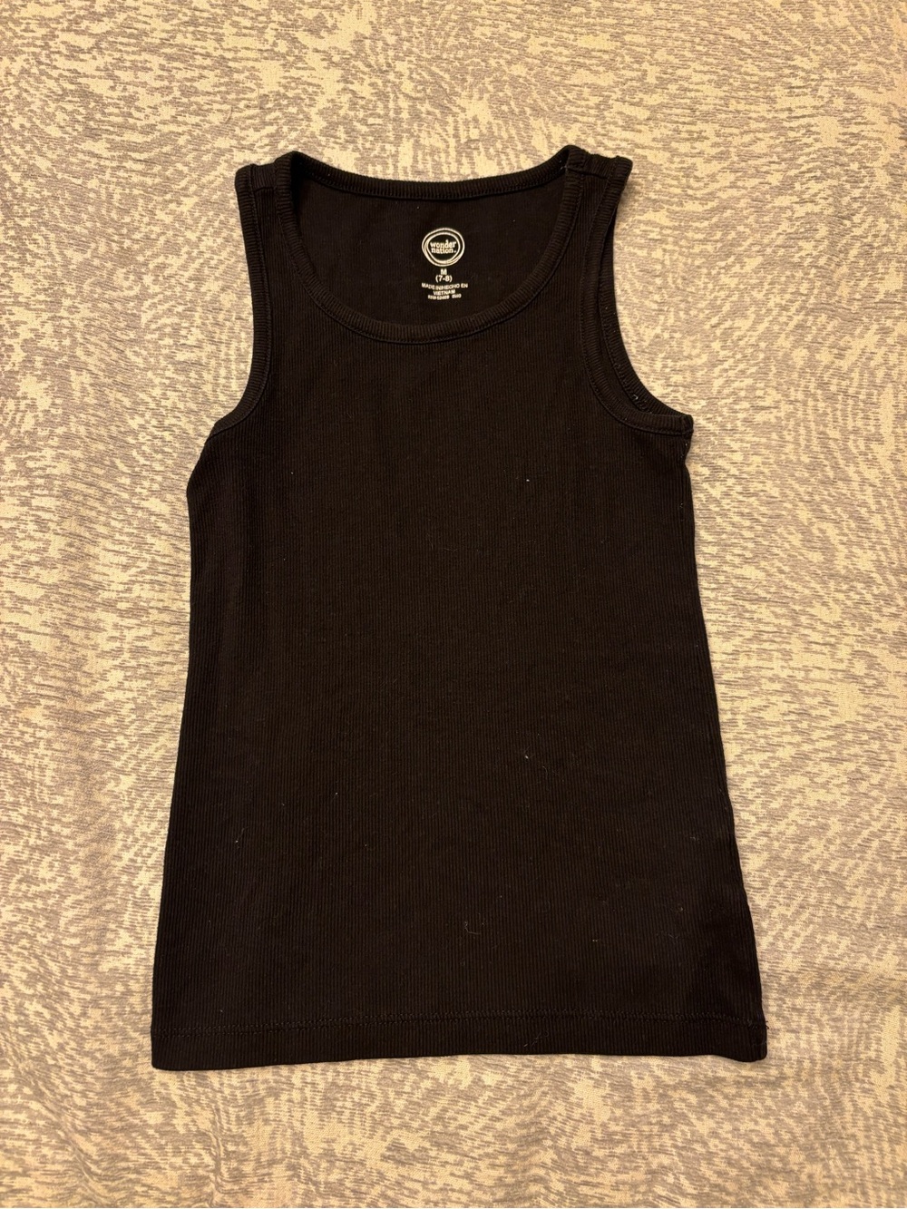 wonder nation Black Ribbed Tank Top for Kids
